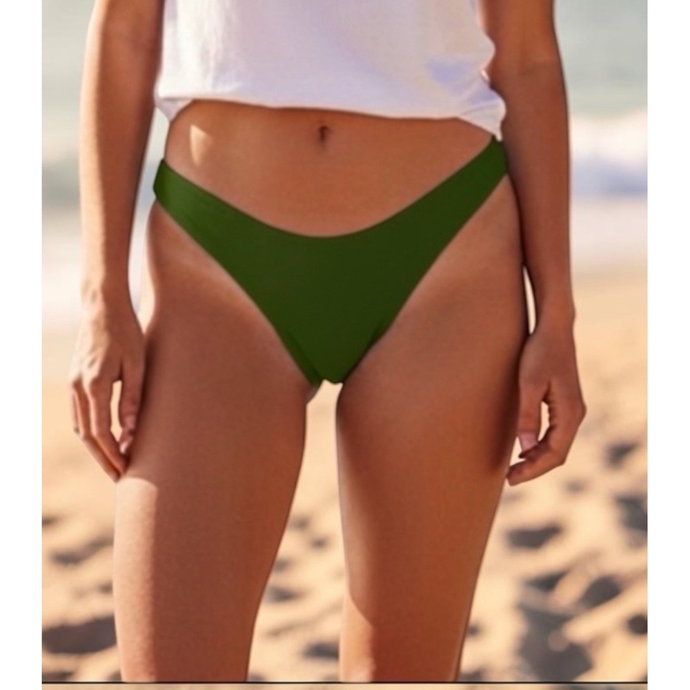J. Crew Bikini Bottom Women's M Green Curved Waist Cheeky New BC125 1261